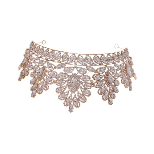 TOPPERFUN Tiara Krone Braut Diadem Weiß Damen Kopfschmuck Hochzeitsaccessoire Elegant Festlich für Party Geburtstagsfeier und Bühnenauftritt von TOPPERFUN