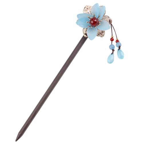 TOPPERFUN Traditionelles Chinesisches Haarstäbchen aus Achat mit Perlenblume Klassisches Haarschmuck accessoire für Stilvolle Hochsteckfrisuren Geeignet für Frauen Hochzeit und Alltag von TOPPERFUN