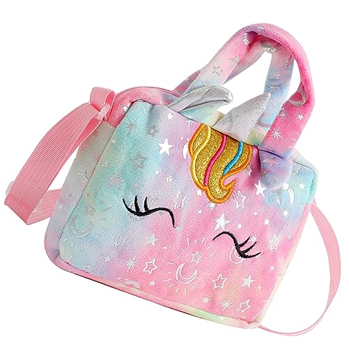 TOPPERFUN Einhorn Tasche Mädchen Plüsch Schultertasche Cartoon Handtasche Umhängetasche Kindertasche Dekorative Tasche Glitzer Für Kleine Mädchen von TOPPERFUN