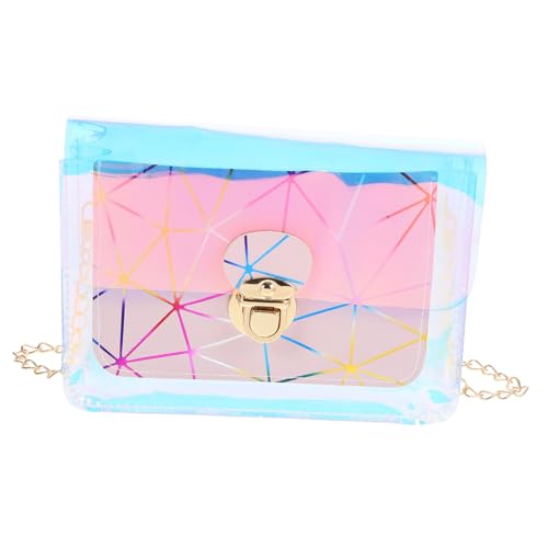 TOPPERFUN Transparente Kleine Damen Umhängetasche mit Verstellbarer Kette Schultertasche Durchsichtige Crossbody Bag für Alltag Party und Holografisch Rosafarben von TOPPERFUN