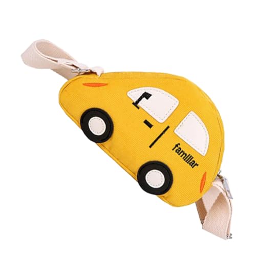 TOPPERFUN Umhängetasche Cartoon Auto Motiv Mini Schultertasche mit Reißverschluss für Mädchen Niedliche Aufbewahrungstasche für Snacks Handy Schlüssel Geld Leichte Crossbody Bag in Gelb von TOPPERFUN