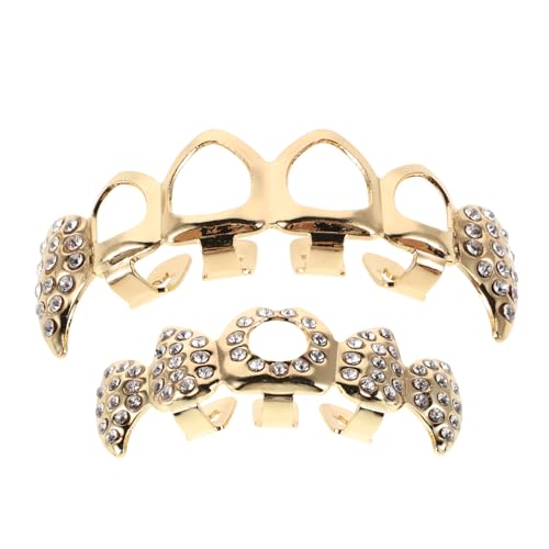 TOPPERFUN Vampire Zahngrill Aus Kupfer Mit Strasssteinen Hohl Verarbeitet Für Komfort Als Cosplay-zahnzubehör Für Halloween-partys Künstlicher Zahn-schmuck von TOPPERFUN