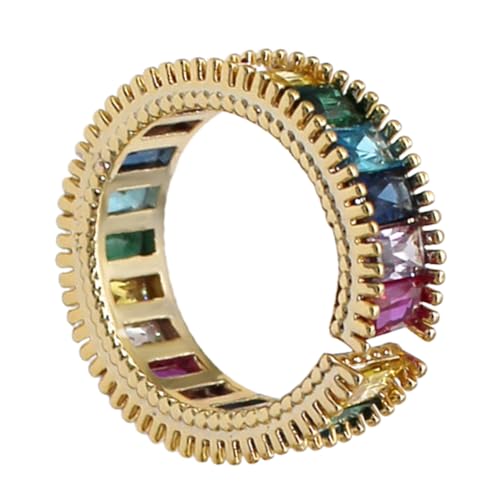 TOPPERFUN Verstellbarer Damenring Regenbogenfarben Vintage Offener Zehenring Modischer Schmuck für Mädchen und Frauen Komfortabler Einstellbarer Eleganter Fingerreif von TOPPERFUN