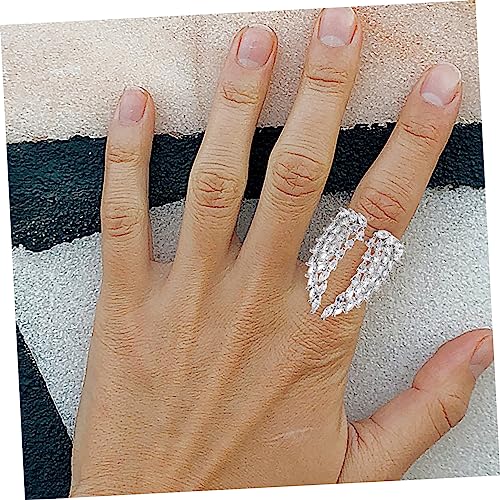 TOPPERFUN Verstellbarer Damenring mit Funkelnden Zirkonia Offener Engelsflügel Fingerring Modisches Schmuckaccessoire für Besondere Anlässe und Alltag Eleganter Look für Frauen von TOPPERFUN