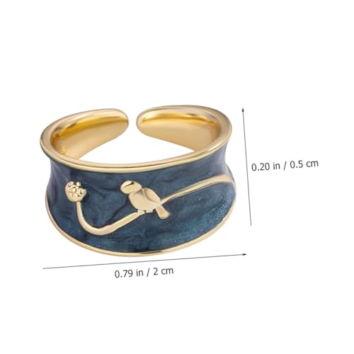 TOPPERFUN Verstellbarer Emaille Damenring mit Blauem Vogelmotiv Leichter Statement Fingerring für Teen Mädchen Modischer Schmuck für Alltag Party und Geschenk von TOPPERFUN