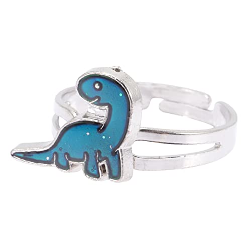TOPPERFUN Dinosaurier Farbwechsel Ring für Kinder Verstellbarer Stimmungsring Zinklegierung Modisches Accessoire für Mädchen Temperaturreaktiver Schmuck von TOPPERFUN