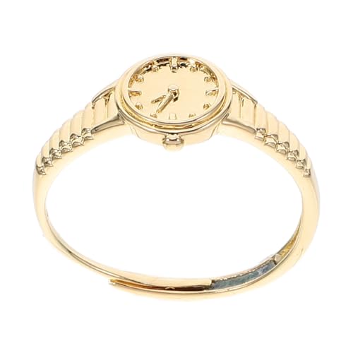 TOPPERFUN Verstellbarer Goldener Uhrenring Damen Minimalistischer Vintage-fingerschmuck mit Offenem Design Praktische Ringuhr für Alltag Eleganter Mini-zeitschmuck Geschenkidee von TOPPERFUN