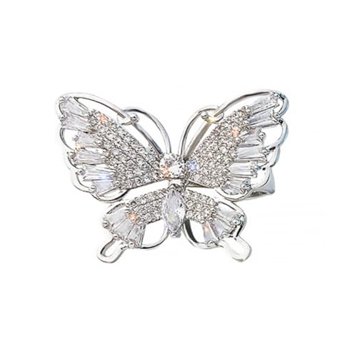 TOPPERFUN Verstellbarer Schmetterling Offener Zirkonia Ring Damen Modischer Fingerring Schmuck Accessoire Elegant Komfortabel Für Party Alltag Geschenk von TOPPERFUN