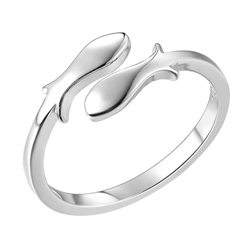 TOPPERFUN Verstellbarer Silberring Kreativer Eleganter Ring im Drahtzieh Design für Damen Modischer Fingerschmuck für und Stil von TOPPERFUN