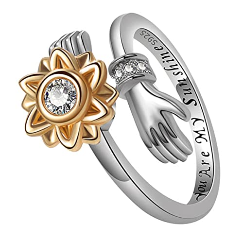 TOPPERFUN Verstellbarer Sonnenblumen Ring für Damen Rotierender Hug Ring Hochwertigem Material Passend für Fingergrößen als für Besondere Anlässe TOPPERFUN Verstellbarer Sonnenblumen Ring für Damen Rotierender Hug Ring Hochwertigem Material Passend für Fingergrößen als für Besondere Anlässe von TOPPERFUN