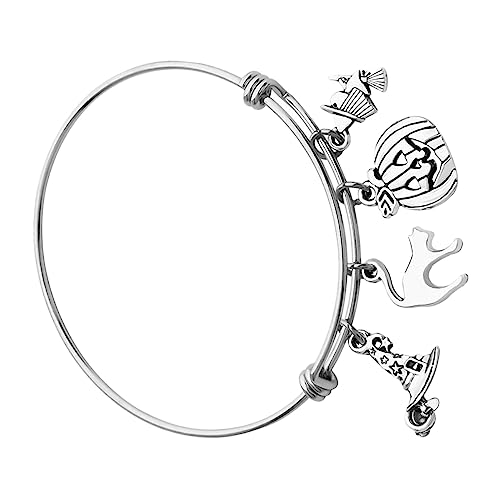 TOPPERFUN Verstellbares Armband mit Retro Witch Pumpkin Anhänger Elegantes Damen Armband für Reisen und Partys Silber TOPPERFUN Verstellbares Armband mit Retro Witch Pumpkin Anhänger Elegantes Damen Armband für Reisen und Partys Silber von TOPPERFUN