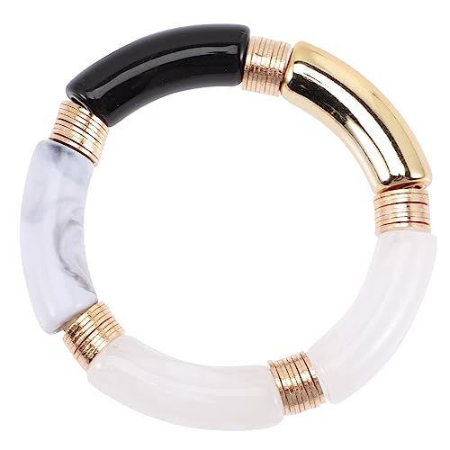 TOPPERFUN Vintage Armband Damen Schwarz Elastisches Armband mit Bambus Design Stilvolles Rostfreies Schmuckstück für Teenager Mädchen und Frauen Leicht Wasserfest Modisch von TOPPERFUN