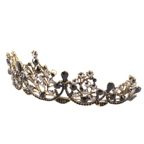 TOPPERFUN Vintage Barockstil Haarreif aus Legierungsmetall mit Funkelnden Kristallen Schwarz Langlebig Bequem für Hochzeit Geburtstag Braut Damen und Festlichkeiten Geeignet von TOPPERFUN