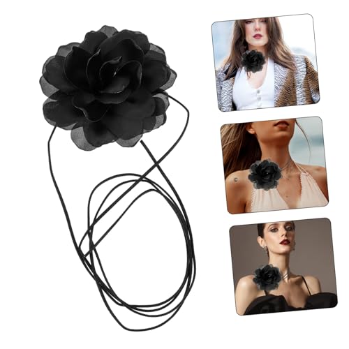 TOPPERFUN Vintage Großer Schwarzer und Weißer Blumen choker Halskette Damen Eleganter Blumenkragen für Party Hochzeit Geschenk von TOPPERFUN