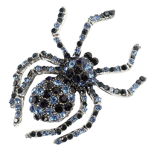 TOPPERFUN Vintage Halloween Spinne Brosche mit Blauen Kristallen Tier Anstecknadel für Kleidung Sweater Broschen Pin Modisches Accessoire für Damen und Herren von TOPPERFUN