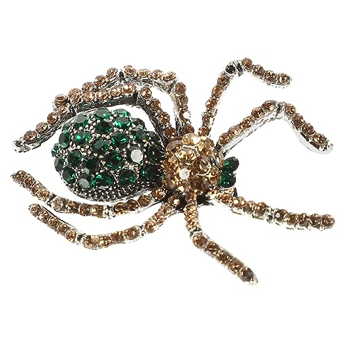 TOPPERFUN Vintage Halloween Spinnen Brosche mit Grünen Kristallen Retro Anstecknadel für Damen und Herren Eleganter Schmuck Clip als Kleidung Accessoire für Jacken Taschen und Hüte von TOPPERFUN