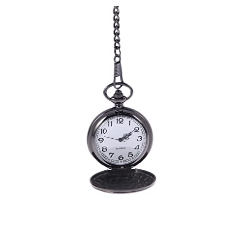 TOPPERFUN Vintage Herren Taschenuhr Mechanische Uhr mit Schwarzem Gehäuse Arabischen Ziffern und Abnehmbarer Kette für Stilvolle Anlässe und Tägliche Nutzung von TOPPERFUN