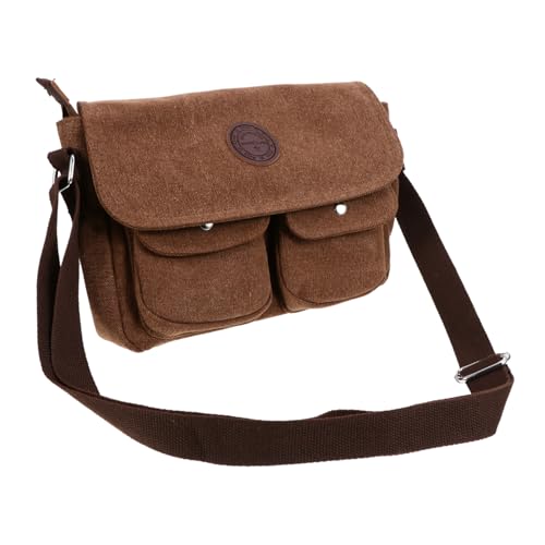 TOPPERFUN Vintage Herren Umhängetasche aus Wasserfestem Canvas Leichte Messenger Bag mit Robustem Material Stilvoller Schultertasche für Alltag Reise und Freizeit von TOPPERFUN