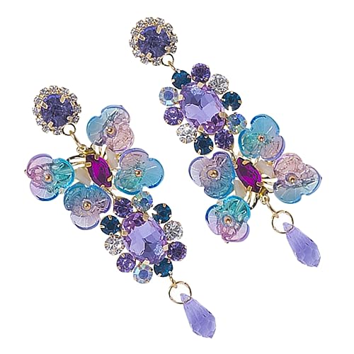 TOPPERFUN Vintage Kristallblumen Ohrstecker Damen Ohrringe Bunt Glänzend Leicht Modischer Schmuck Elegant Allergiefrei Geschenkidee von TOPPERFUN