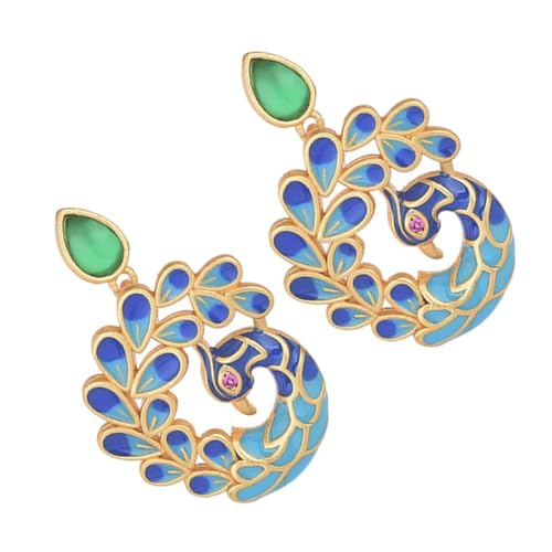 TOPPERFUN Vintage Ohrringe Damen Emaille Pfau Design Agate Retro Ohrstecker Chinesischer Stil Elegante Natürliche Edelstein Schmuck Geschenk von TOPPERFUN