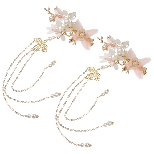 TOPPERFUN Vintage Perlen Haarklammern mit Handgefertigten Seidenblumen und Quasten Chinesischer Brautschmuck Eleganter Haarschmuck für Hochzeit Party Fotografie und Festliche Anlässe von TOPPERFUN
