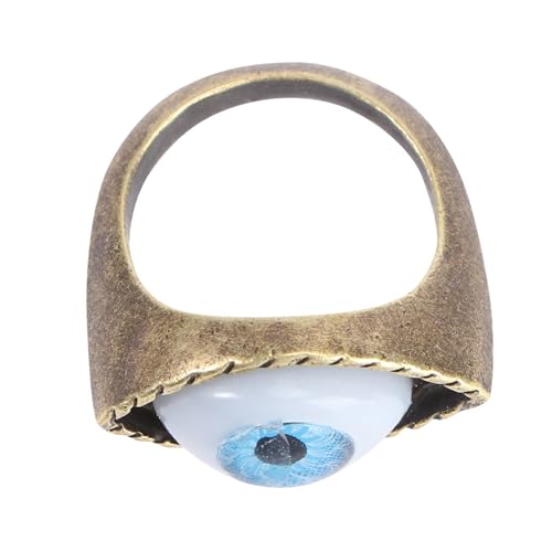 TOPPERFUN Vintage Punk Stil Ring Damen Alloy Ring mit Überdimensionalem Blauem Auge Geometrisches Design Modisches Statement schmuck für Partys und Halloween Einzigartiger Fingerschmuck von TOPPERFUN