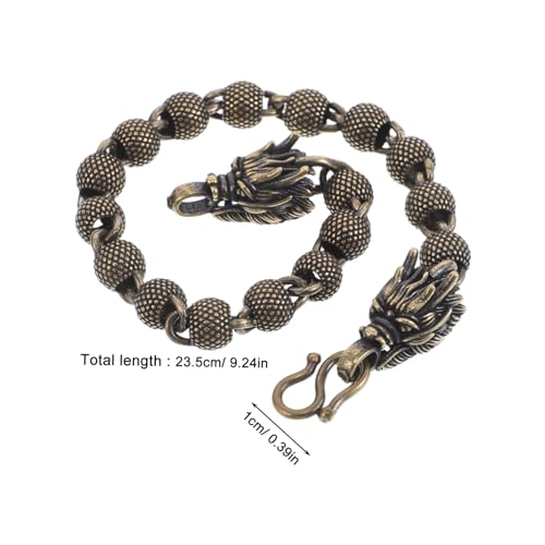 TOPPERFUN Vintage Unisex Kupferarmband mit Mattierten Perlen und Drachenkopf Handgefertigter Schmuck für Damen und Herren Stilvolles Accessoire für Alltag und Besondere Anlässe von TOPPERFUN