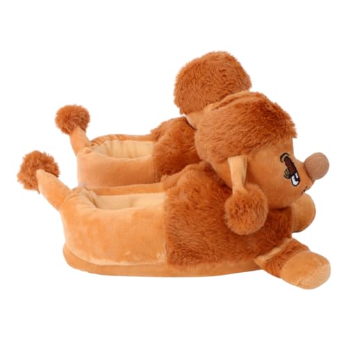 TOPPERFUN Warme Baumwoll-hausschuhe mit Cartoon-motiv Leichte Atmungsaktive Winter-pantoffeln für Damen und Herren Rutschfest und Angenehm für Innen und Außen Braun von TOPPERFUN