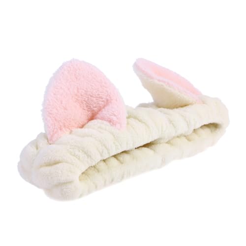 TOPPERFUN Weiches Warmes Katzenohren Haarband aus Flanell Elastisches Stirnband mit Stylischem Design Geeignet für Winter Kosmetik Gesichtsreinigung und Party Weiß von TOPPERFUN