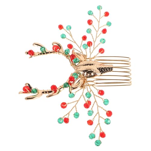 TOPPERFUN Weihnachtlicher Haarkamm Damen mit Strass Eleganter Elch Haarschmuck für Party Festlicher Haar Insert Vielseitiges Schmuckstück für Geburtstag Neujahr Festliche Anlässe von TOPPERFUN