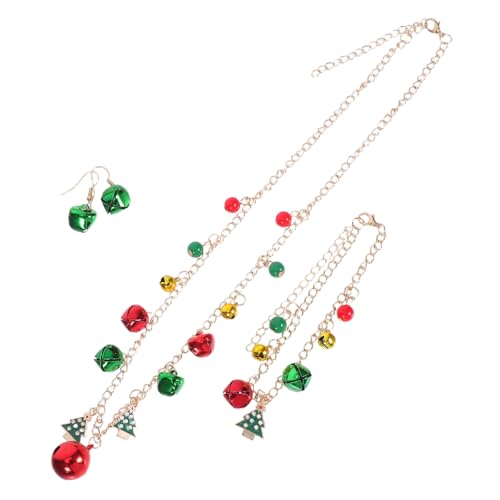 TOPPERFUN Weihnachtsschmuckset Damen Jingle Bell Halskette Armband Ohrringe Festliche Glocken Schmuck Hypoallergen Farbblock Design Geschenkidee Winteraccessoires von TOPPERFUN