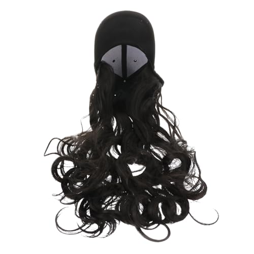 TOPPERFUN Welliges Baseballmützen halloween perücke Damen Lang Natürliche Große Wellen Synthetische Haarverlängerung Charmanter Party look von TOPPERFUN
