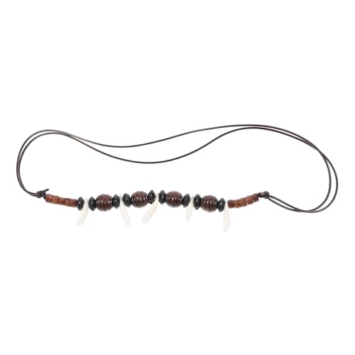 TOPPERFUN Wolfzahn Halskette Herren Verstellbar Leichte Acrylperlen Kette im Tribal Stil Langlebiger Weißer Anhänger Modisches Accessoire für Alltag Strandparty und von TOPPERFUN
