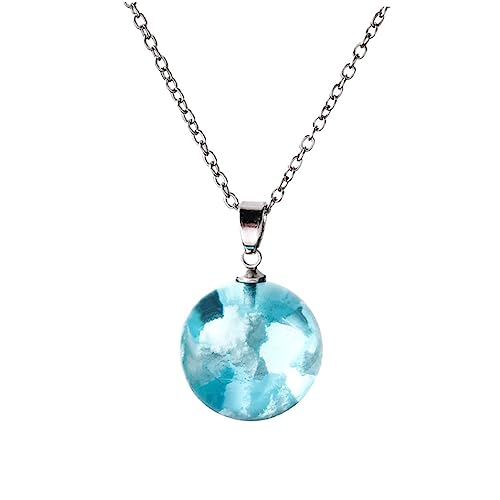 TOPPERFUN Wolken Resin Halskette mit Kugelanhänger Eleganter Schmuck für Damen und Mädchen für Besondere Anlässe Wie Geburtstagsfeiern oder Hochzeiten Langlebig und von TOPPERFUN