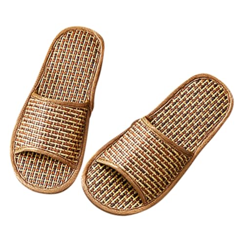 TOPPERFUN Woven Slippers Damen Herren Haus Schuhe Atmungsaktiv Leicht Sommer Hausschuhe Indoor Rutschfest Minimalistisch Unisex Pantoffeln Für Schlafzimmer Garten Strand von TOPPERFUN