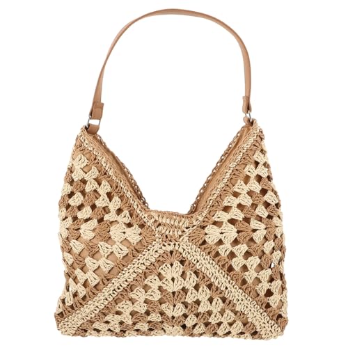 TOPPERFUN Woven Strandtasche für Damen Geflochtene Umhängetasche Strapazierfähigem Material für Reisen und Strand Leicht und Praktisch für Anlässe von TOPPERFUN