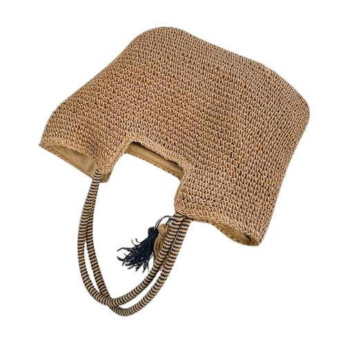 TOPPERFUN Woven Tote Bag für Frauen Große Kapazität Strandtasche Umhängetasche Khaki für Alltag und Strand Vielseitig Einsetzbar als Handtasche oder Shopper von TOPPERFUN