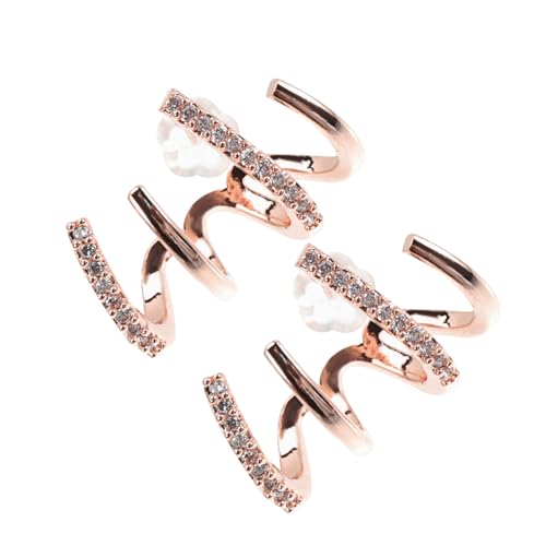 TOPPERFUN Zircon Claw Cuff Ohrringe Damen Leicht Elegant Modisch Ohrmuschel Schmuck Statement Ohrstecker Rosa Gold Geeignet für Alltag und Besondere Anlässe von TOPPERFUN