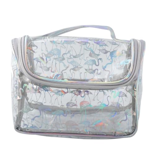 TOPPERFUN wasserdichte PVC Kosmetiktasche Große Transparente Kulturtasche mit Großer Kapazität für Damen Reise Make up Organizer Flamingo Muster von TOPPERFUN