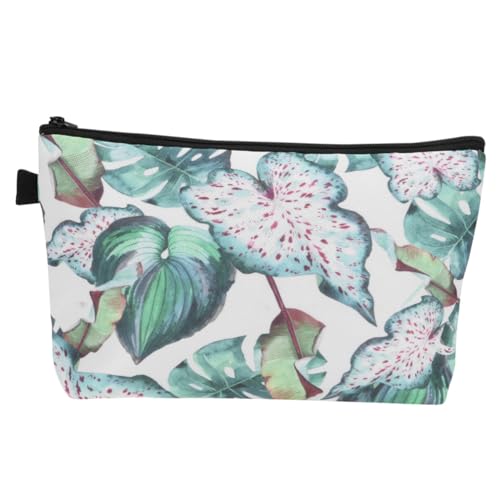 TOPPERFUN wasserdichte Reise Kosmetiktasche mit Digitalem Blumenmuster Leichter Makeup Organizer für Frauen Tragbare Schminktasche mit Praktischem Fächerdesign für Outdoor Urlaub und Alltag von TOPPERFUN