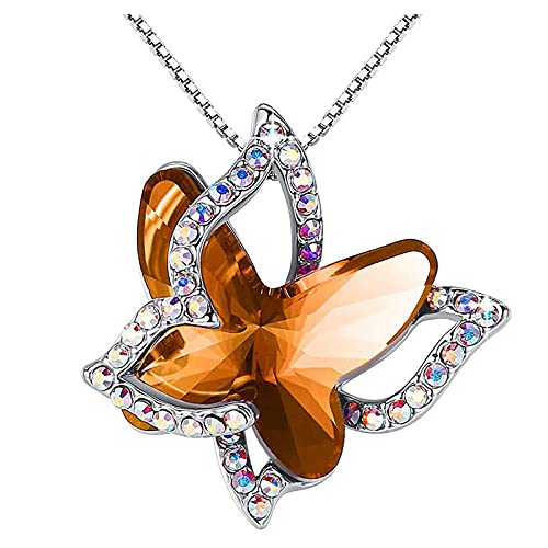 Geburtsstein Kristall für Schmuck Schmetterling Premium Frauen Geschenke mit Halskette Kristall Halsketten & Anhänger, L von TOPQAQ