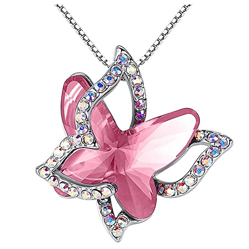 Geburtsstein Kristall für Schmuck Schmetterling Premium Frauen Geschenke mit Halskette Kristall Halsketten & Anhänger, M von TOPQAQ