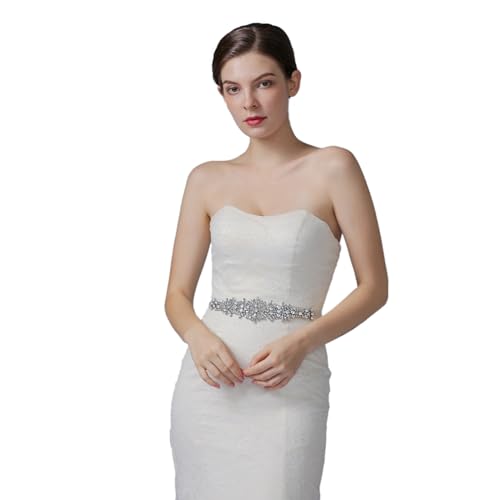 TOPQUEEN Damen Kristall Hochzeit Gürtel Sash,Strass Braut Gürtel Sash, Strass Braut Sash Schärpe Perlen Hochzeit Schärpe Sash (Elfenbein) von TOPQUEEN