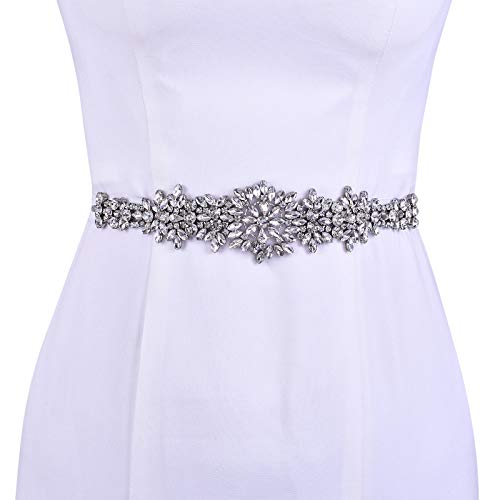 TOPQUEEN Damen Kristall Hochzeit Gürtel Sash,Strass Braut Gürtel Sash, Strass Braut Sash Schärpe Perlen Hochzeit Schärpe Sash (Weiß) von TOPQUEEN