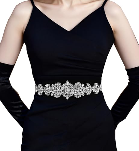 TOPQUEEN Hochzeit Gürtel Brautkleid Schärpe Brautjungfernkleider Ballkleid Brautgürtel Mit Glitzer Strass Strass (Schwarz) von TOPQUEEN