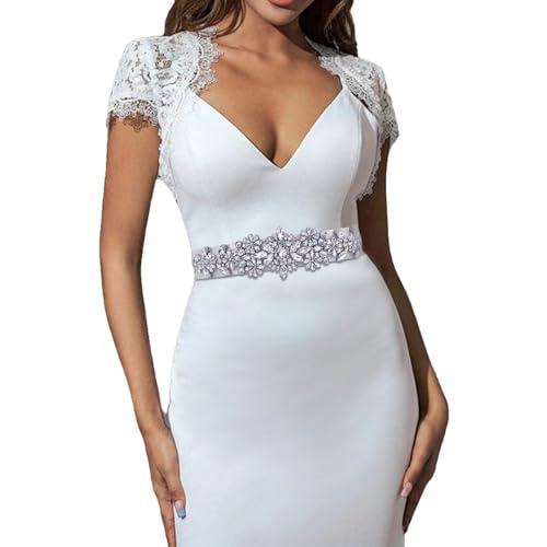 TOPQUEEN Hochzeit Gürtel Brautkleid Schärpe Brautjungfernkleider Ballkleid Brautgürtel Mit Glitzer Strass Strass (Weiß) von TOPQUEEN