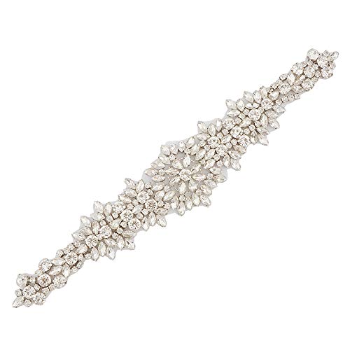 TOPQUEEN Damen Kristall Hochzeit Gürtel Sash,Strass Braut Gürtel Sash, Strass Braut Sash Schärpe Perlen Hochzeit Schärpe Sash (nur Applikation) von TOPQUEEN