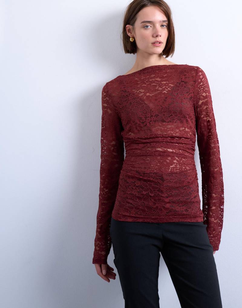 TOPSHOP - TSWILMA LACE TOP JSR Rio Red - Gr. - XS von TOPSHOP
