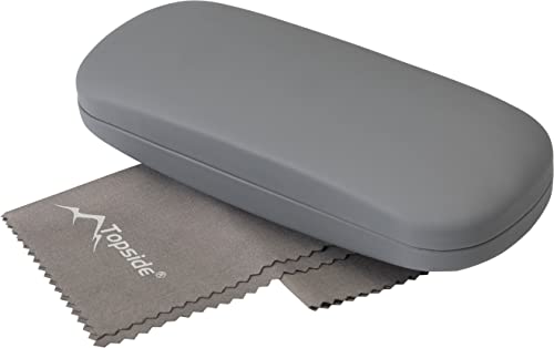 TOPSIDE Hardcase Brillenetui Dunkelgrau Softtouch - inklusive Microfasertuch von TOPSIDE