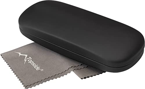 TOPSIDE Hardcase Brillenetui Schwarz Softtouch - inklusive Microfasertuch von TOPSIDE